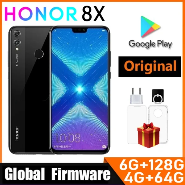 kf-S75d8c682100e4656a718d6dbc7aa4225N HONOR-teléfono inteligente 8X con firmware Global, CPU Haisi Qilin 710, cámara trasera de 6,5 pulgadas, reconocimiento de huellas dactilares de 20MP, usado