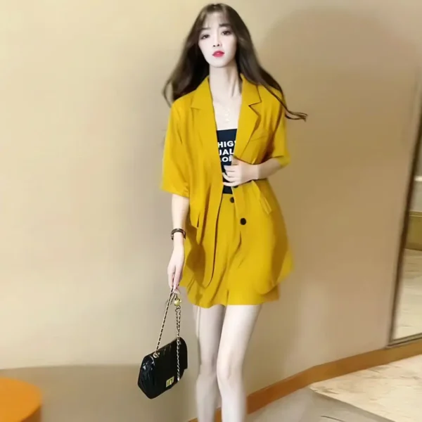 2025 ropa de lujo blanco verano Formal Blazers y pantalones cortos trajes para mujeres moda mujer pantalones cortos conjunto manga sastre Tailorin