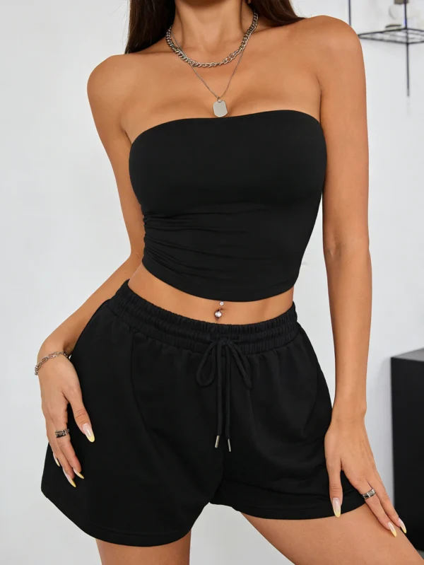 Conjunto de camiseta deportiva y pantalones cortos casuales a la moda para mujer, estilo Y2K y atuendo cómodo e informal para mujer