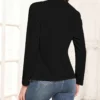 Chaqueta de manga larga moderna y elegante con estampado de líneas ECG en forma de corazón, corte ajustado, juvenil, sencilla, versátil, rejuvenecedora, con cuello alto, blazer abierto por delante para primavera y otoñ