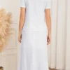 Conjunto de camisa y falda sencilla con cuello en V, vestido de mujer de manga corta, conjunto de dos piezas