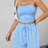 Conjunto de camiseta deportiva y pantalones cortos casuales a la moda para mujer, estilo Y2K y atuendo cómodo e informal para mujer